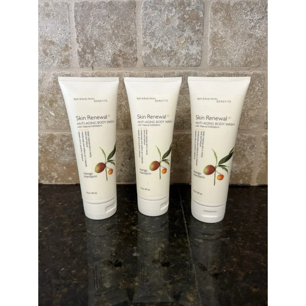 Bath & Body Works Skin Renewal Anti-Aging Mango Mandarin Creamy Body Wash 3 Pack